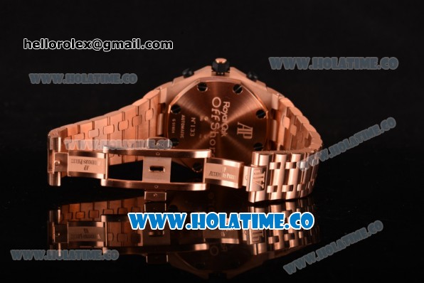 Audemars Piguet Royal Oak Offshore Carbon Chronograph Swiss Valjoux 7750 Automatic Full Rose Gold with White Dial and Arabic Numeral Markers (JF) - Click Image to Close